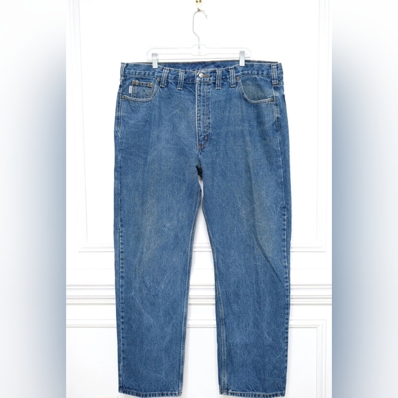 Carhartt B480 Dark Vintage Blue Heavyweight Denim Straight Leg Jean Size 44x32 - Picture 2 of 7